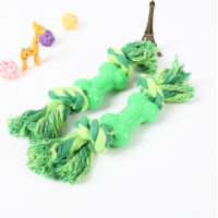 Popular Plastic Bone Shape Cotton Rope Toy Ball With Handle Durable Pet Toy Dog Chew Toy